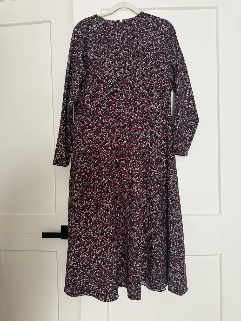 Ann Taylor Burgundy and Black Long-Sleeve Printed A-Line Dress size 14 - Picture 7 of 7